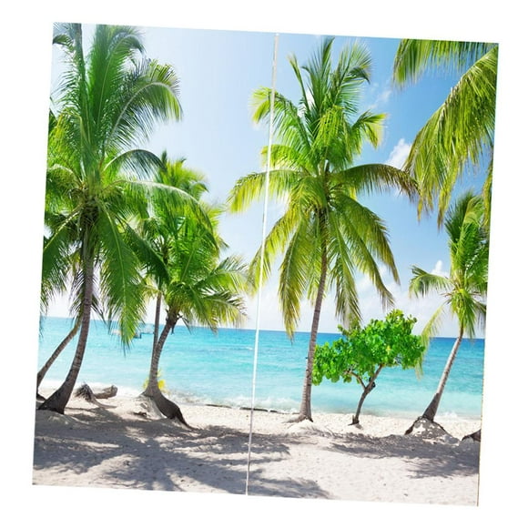 Set of 2 Beautiful Curtain Scarf Curtain BLICKDICHT Landscapes - Coconut Tree, 166x150cm