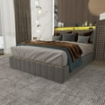thumbnail image 6 of YDSM Full Size Bed Frame with LED, 4 Under-bed Portable Storage Drawers, Wings Headboard Design, Light Grey, 6 of 6