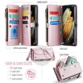 thumbnail image 3 of Crossbody for Samsung Galaxy S21 Ultra Case Wallet【RFID Blocking】with 10-Card Holder Zipper Bills Slot, Soft PU Leather Magnetic Shoulder Wrist Strap for Galaxy S21 Ultra Wallet Case Women, 3 of 15