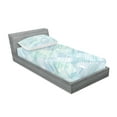 thumbnail image 2 of Ambesonne Modern Fitted Sheet & Pillow Sham Set, Modern Image Stripes, Twinxl, Blue and White, 2 of 2