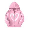 thumbnail image 4 of NAISIBABY Girls' Zip-Up Hoodie, Heart Print Long Sleeve Loose Fit Causal Sweatshirt Size 4T, 4 of 6