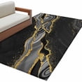thumbnail image 2 of 3'x5' Area Rugs, Black Marble Indoor Outdoor Area Rug for Living Room Bedroom, Gold Abstract Vintage Modern Grey Art Washable Bathroom Rugs Kitchen Floor Carpet Mats Home Decor Aesthetic, 2 of 8