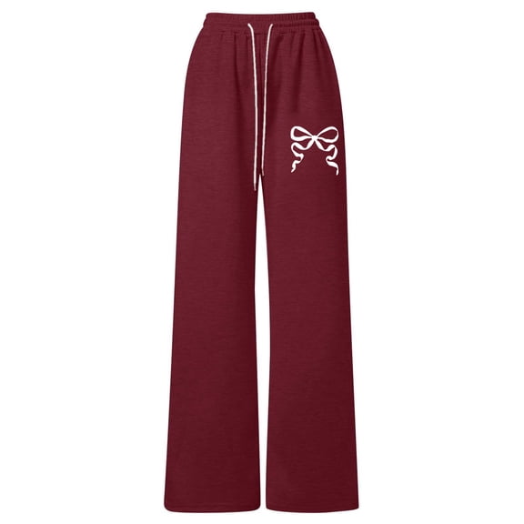 G`irl's Bowknot Baggy Sweatpants Lightweight Straight Leg Athletic Pants with Pockets