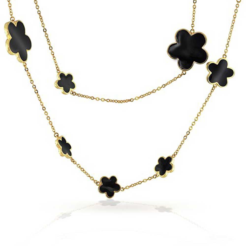 Black and flower necklace