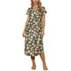 thumbnail image 2 of INSPIRE CHIC Vestido midi floral de verano casual con cuello en V, mangas cortas, holgado y con bolsillos S Amarillo, 2 of 6