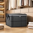 thumbnail image 3 of Oggfader Fabric Storage Bin with Lid, Collapsible Closet Organizer Bins with Handles, Stackable Storage Cubes for Bedroom, Dorm, Apartment - 14x10x8 Inch, Non-Woven, 3 of 6