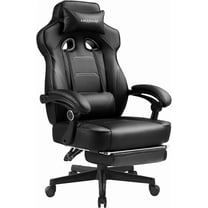 LUCKRACING Gaming Chair with Footrest, Big and Tall Game Chair 350lb Racing Style Computer Chair, Ergonomic Executive Office Chair High Back with Lumbar Support and Recliner, Black