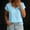 Light Blue, variant on Women's Summer Cotton Linen Tops Short Sleeve V Neck Casual Blouse Summer Vacation Solid Color Gauze TShirts