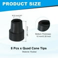thumbnail image 2 of Quad Cane Tips 5/8 Inch, 8 Pcs Replacement Foot for Standing Stick Women Men Seniors, Black(Style 2), 2 of 7