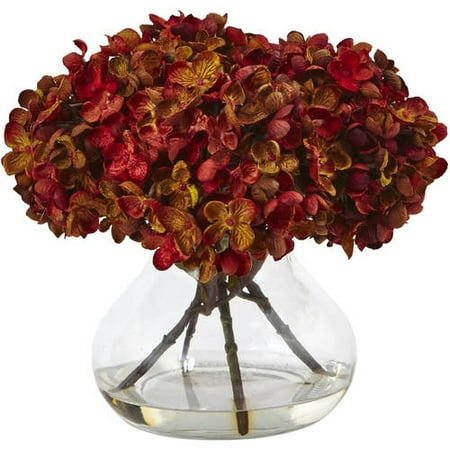 Nearly Natural Hydrangea with Vase Silk Flower Arrangement