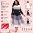 thumbnail image 2 of Bouncy Dress for Women Church, Pearl Midi Dress with Gradient Print, Elegant 3/4 Sleeve A-Line Swing Dress for Party, Wedding Guest & Special Occasions, 2 of 2