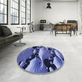 thumbnail image 3 of Ahgly Company Indoor Round Patterned Sky Blue Dress Blue Area Rugs, 3' Round, 3 of 6