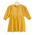 thumbnail image 1 of Odeerbi Niñas Vestido Manga Larga Algodón Primavera Verano Cuello Redondo Color Sólido Vestido Manga Farol, 1 of 5