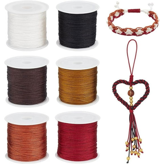 300 Yards Nylon String Cord 6 Colors 0.8mm Beading Thread Chinese Knotting Nylon Cords Lift Shade Cord for Kumihimo Bracelets Dream Catcher Necklaces Macrame Craft 1set