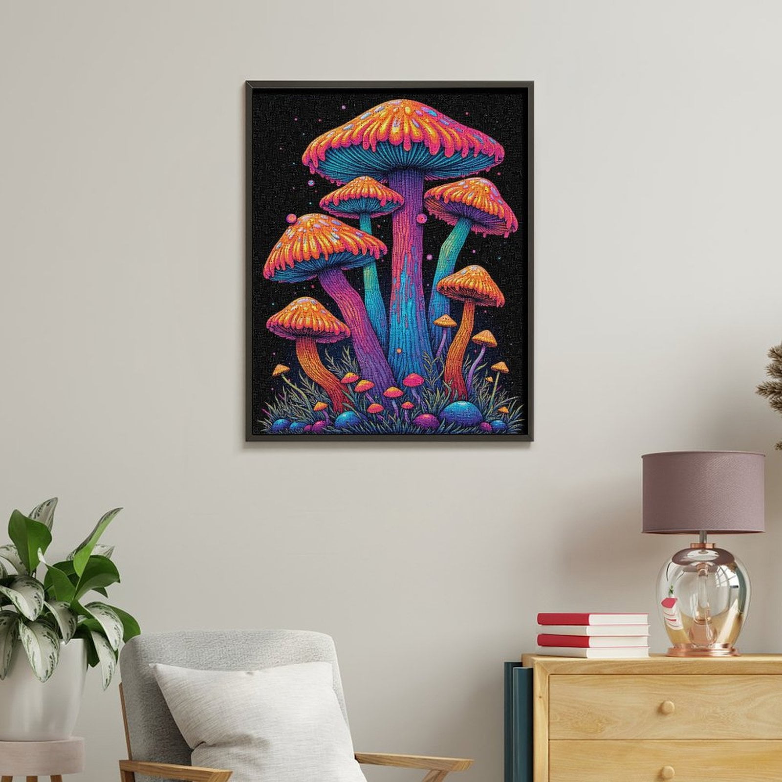 Paint By Numbers Kit for Adults Beginner - DIY Psychedelic Mushroom Fantasy Art Canvas Painting Kits for Adults, Frameless Paint By Number for Adults for Home Wall Decor 16x20 Inch