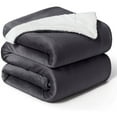 thumbnail image 2 of Sherpa Fleece Blanket Twin Size 60" x 80" Super Soft Reversible Sofa Bed Throws, 2 of 9