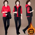 thumbnail image 3 of Traje nuevo de Otoño Invierno para mujer, Tops gruesos de felpa con capucha, chaleco, pantalones, 3 conjuntos de tres piezas, ropa de mujer de talla grande a la moda, 3 of 5