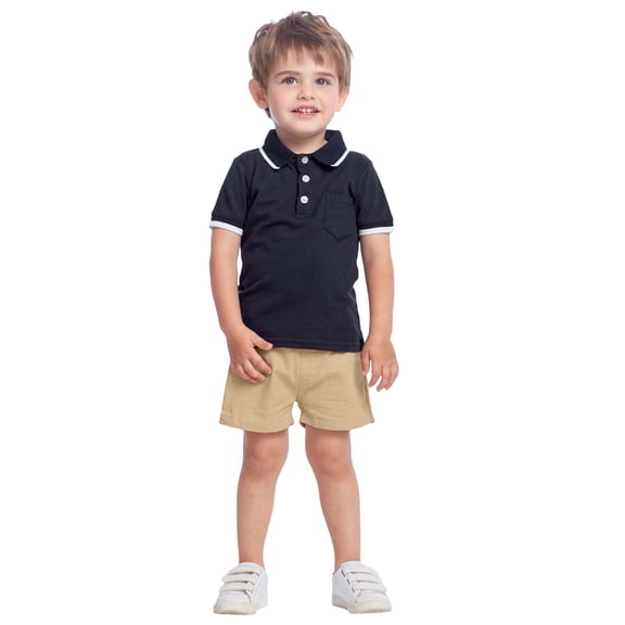 WOYY Toddler Boys Casual Outfits Cotton Short Sleeve Polo Shirt and Shorts Set, Sizes 2-3