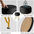 thumbnail image 5 of Hofitlead Velvet Storage Ottoman Vanity Stools - Multifunctional Upholstered Pleated Round Footrest with Golden Metal Legs,Removable Coffee Table Top Cover,Suitable for Living Room,Bedroom，Black, 5 of 9