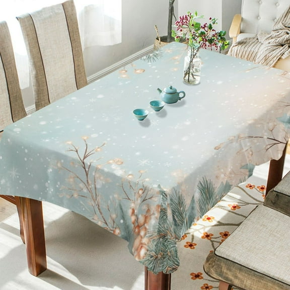 WOBOGO Winter Themed Pattern Square Tablecloth 54×54in Polyester Fabric Tablecloth Washable Dust Resistant Wrinkle Resistant