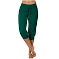 thumbnail image 3 of Htigea Capri Pants for Women, Summer Casual Pull On Womens Capris with Pockets, Women's Casual Pants Capris, Ladies Capris Army Green,L, 3 of 7