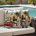 thumbnail image 4 of Christmas Snowman Outdoor Waterproof Pillow Covers, Xmas Tree Truck Farmhouse Snowflake Decorative Square Throw Pillowcase Sofa Cushion Sham for Patio/Couch/Chair, 16"x16" 2 Pack, 4 of 8