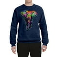 thumbnail image 2 of Wild Bobby, Colorful Rainbow Floral Elephant Animal Lover Unisex Crewneck Graphic Sweatshirt, Vintage Heather Navy, Large, 2 of 3