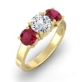 thumbnail image 2 of ARAIYA FINE JEWELRY 2 CT.T.W. Round Shape Lab Grown Diamond and Natural Ruby Three-Stone Engagement Ring | 14K Yellow Gold Anniversary Ring Size 7, 2 of 7