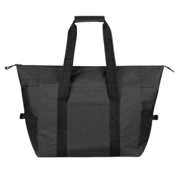 Insulated Grocery Cooler Food Bags with Zipper for Shopping, Travel, Picnic or Lunch, Alumimum Foam Tote Bag for Frozen Cold Hot Foods Delivery (Black) 15.35x7.48x10.63"