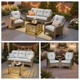 thumbnail image 2 of Ovios 4 Pieces Outdoor Furniture Set High Back All-Weather Wicker Patio Conversation Set with Solar Light Coffee Table, Gray, 2 of 10