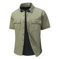 thumbnail image 3 of WAENQINLA Men's Dress Shirts Summer Short Sleeve Business Casual Shirt Button Down Lapel Collared Office Work Shirts with Chest Pockets Green Shirts,Size XS-3XL, 3 of 10