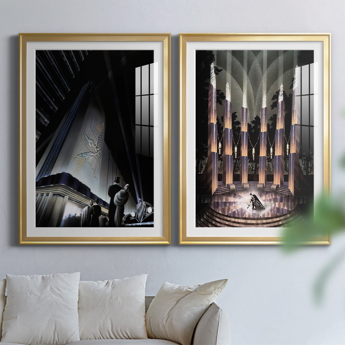 Wexford Home Nocturne Premium Framed Print, 18.5" x 24.5" - Ready to Hang, Gold (Set of 2)