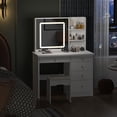 thumbnail image 3 of MONSLIPA Vanity Set with Sliding Light Mirror, 5 Piece, Modern, Drawers and Shelves, White, 3 of 7