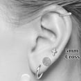 thumbnail image 3 of 14k Solid Gold Small Polished Flat Plain Mini Cross Stud Earrings 7mm, White Gold, 3 of 12
