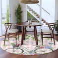 thumbnail image 3 of Round Rugs 5Ft, Spring Round Area Rug Washable Indoor Throw Carpet, Bicycles Leaves Butterfly Flowers Pink Buffalo Plaid Soft Non Slip Circle Rug for Cabinet Bathroom Home Decor Aesthetic, 3 of 8