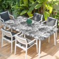 thumbnail image 2 of Spring Floral Table Cloths for 4 Foot Rectangle Tables, Retro Country Flowers Leaves Botanical Gray Patio Waterproof Elastic Fitted Tablecloths, Washable Rectangular Table Cover for Camping, 2 of 8