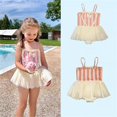 thumbnail image 6 of NAISIBABY Girls Swimsuit Skirt with Swim Cap 6T, Quick Dry Ruffle Mesh Cute Bow Summer Beach Princess Bathing Suit Pink, 6 of 8