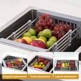 thumbnail image 4 of Sink Drain Rack Stretchable Strong Bearing-capacity Large Capacity Stainless Steel Fruit Vegetable Dishes Washing Drain Rack Kitchen Tools, 4 of 12