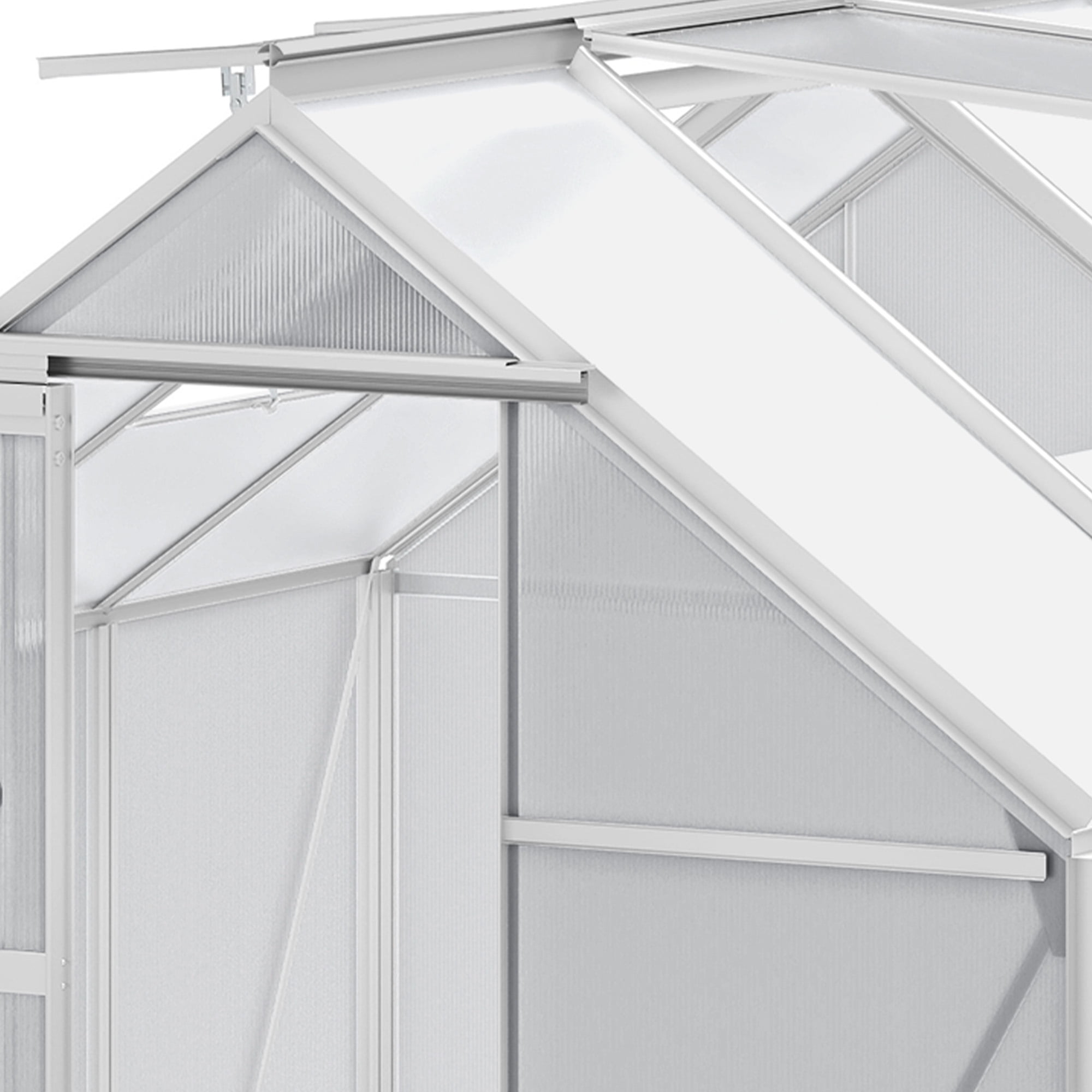 Uforic 6x6FT Polycarbonate Greenhouse Heavy Duty Green Houses Outdoor Aluminum Greenhouses with Sliding Doors Vent Window Premium Walk-in Greenhouse Large Sun House for Garden Backyard, Matte Sliver