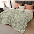 thumbnail image 2 of Sage Green Flowers Throw Blanket,Flannel Fleece Blanket with Striped Design for Couch,Rustic Pastoral Botanical Floral Leaf Soft Breathable All Season Plush Blankets for Sofa Office Car Seat 40"x60", 2 of 9