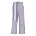 thumbnail image 5 of Lenpel Wide Leg Pants for Women Cotton Elastic High Waisted Striped Lounge Pants Casual Loose Trousers with Pockets, 5 of 6