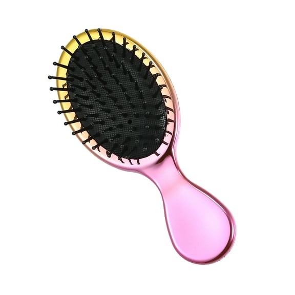 Unique Bargains Mini Travel Hair Brush Pocket Gradient Detangler Brush for Wet Dry Hair Brush for Women Gold Tone Pink