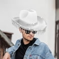 thumbnail image 6 of Ksruee Cowboy Hats for Women Glitter Cowgirl Hat Glitter Music Festival Head Cover Rhinestone Tassel Headdress for Photography Travel popular, 6 of 9