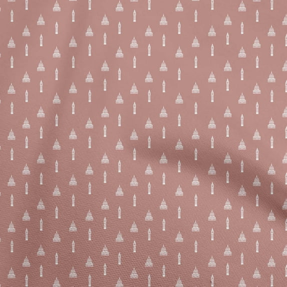 oneOone Cotton Jersey Dark Rose Brown Fabric Buidings Quilting Supplies Print Sewing Fabric By The Yard 58 Inch Wide