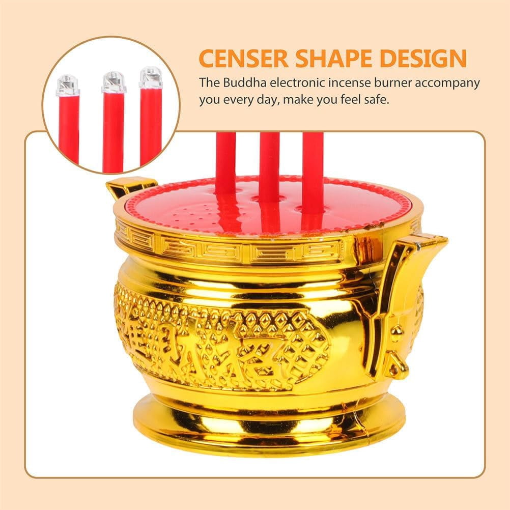 Led Electronic Incense Burner with Stick Holder Desktop Buddha Censer Incense Holder for Meditation Zen Home Bedroom Decor Safe Electric Burner$$Home Decor, Kitchen, & Other