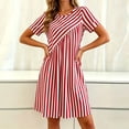 thumbnail image 5 of Snorda Summer Dress for Women Striped Dress Crew Neck Short Sleeve Patchwork Dresses Casual Loose Soft Breathable Dresses for Women All-Day Comfortable Wear, 5 of 7