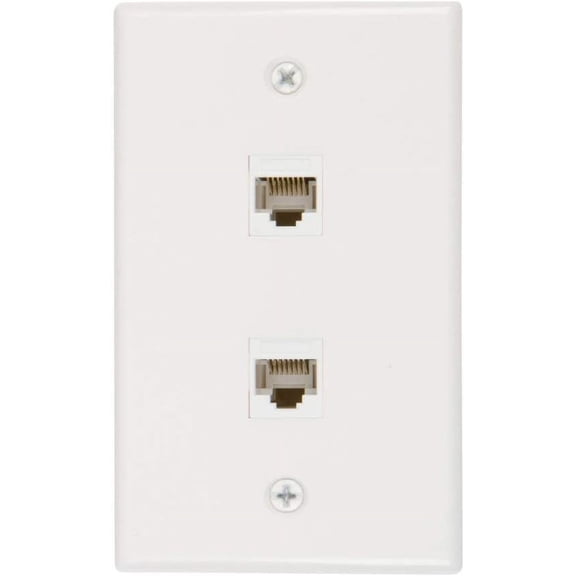 Buyer's Point 2 Port Cat6 Ethernet Wall Plate, Female-Female White (1, 2 Port)