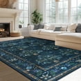 thumbnail image 2 of Wondo 5' x 8' Low Pile Area Rugs, Machine Washable Rug for Living Room, Bedroom, Kids' Room & High-Traffic Areas, Navy Blue, 2 of 7