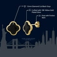 thumbnail image 3 of Gem Stone King 18K Yellow Gold Plated Silver Flower Shape Clover Designs Black Onyx Diamond Cut Stud Earrings for Women, 3 of 5