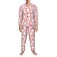 thumbnail image 3 of Balery Cute Pink Snowman Cat Pattern Pajama Sets for Men Long Sleeve 2 Piece Sleepwear Loungewear Sets Soft PJ's with Pockets Long Sleeve Comfy Pj Sets-XX-Large, 3 of 7